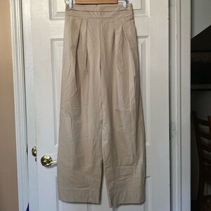 NWT FP Free People Tan Khaki High-waist Wide-leg Pleated Front Trouser Pants
